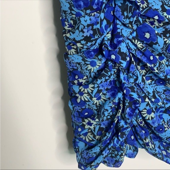 Zara Floral Ruched Mini Draped back Dress TRF Medium Blue bloggers flower - Picture 10 of 10